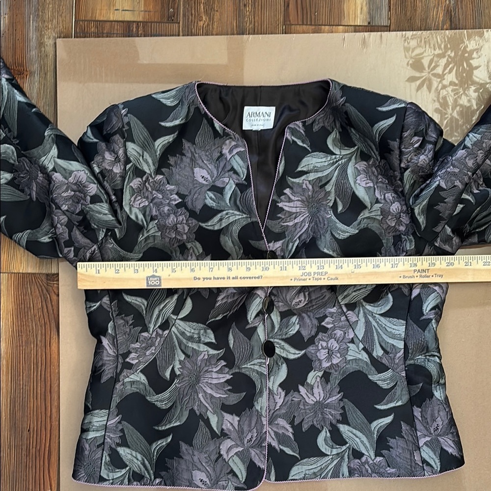 Armani Collezioni Black Floral Women's Jacket EU50 - Picture 7 of 8